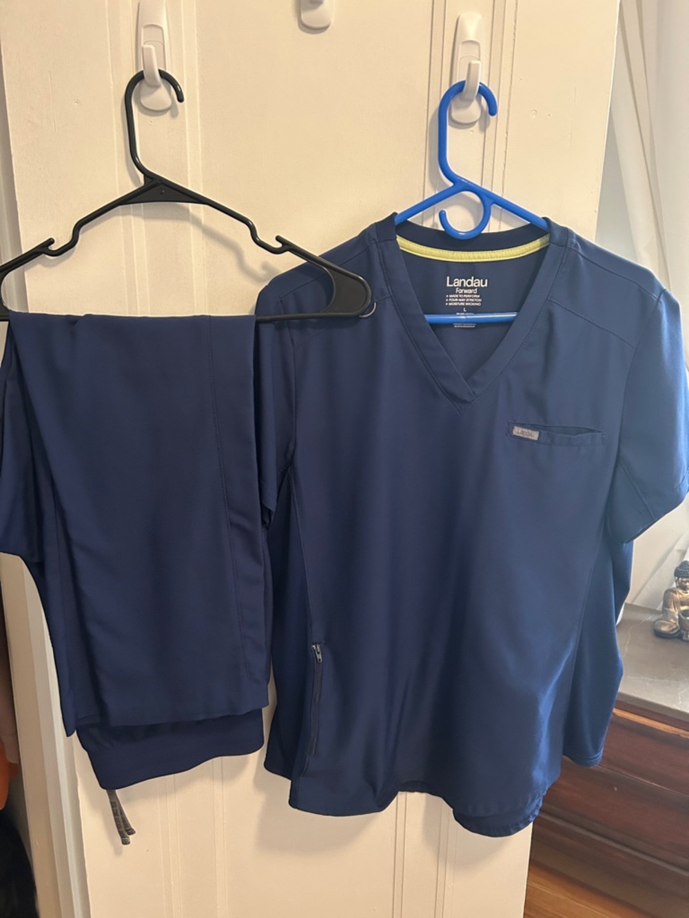 Landau Navy Blue V‑Neck Scrub Top and Pants Set